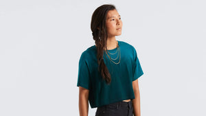 Specialized Crop T-Shirt Woman, Tropical Teal Spray