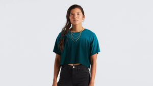 Specialized Crop T-Shirt Woman, Tropical Teal Spray