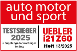 Uebler I21 Z 60 TESTSIEGER (Zahnbandhalter, 60° Abklappwinkel) Fahrradheckträger für die Anhängerkupplung, kostenloser Versand.